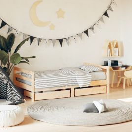 Kids Bed Frame with Drawers 80x160cm Solid Wood Pine