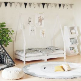 Kids Bed Frame White 70x140cm Solid Wood Pine