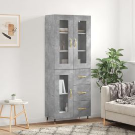 Highboard Concrete Grey 69.5x34x180 cm Engineered Wood