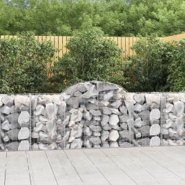 Arched Gabion Baskets 4 pcs 200x50x80/100 cm Galvanised Iron