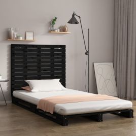 Wall Headboard Black 146x3x91.5cm Solid Wood Pine