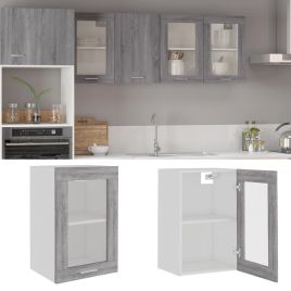 Hanging Glass Cabinet Grey Sonoma 40x31x60cm Engineered Wood