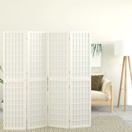Folding 4-Panel Room Divider Japanese Style 160x170 cm White