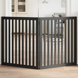 Dog Gate Foldable 2 Panels Black 160 cm Poplar Wood - vid-352258