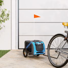 Pet Bike Trailer Blue and Grey Oxford Fabric and Iron