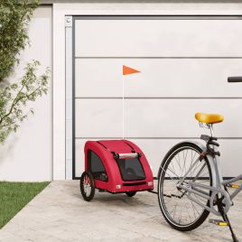 Dog Bike Trailer Red Oxford Fabric and Iron