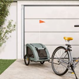 Pet Bike Trailer Grey Oxford Fabric and Iron - vid-93965