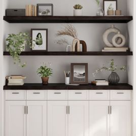 Wall Shelf Dark Grey 180x50x6 cm Treated Solid Wood Oak