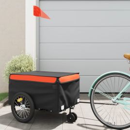 Bike Trailer Black and Orange 45 kg Iron - vid-94103