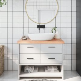 Bathroom Countertop Light Brown 100x40x6cm Treated Solid Wood