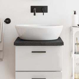Bathroom Countertop Dark Grey 40x60x4cm Treated Solid Wood