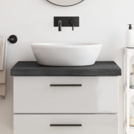 Bathroom Countertop Dark Brown 80x50x2-6cm Treated Solid Wood
