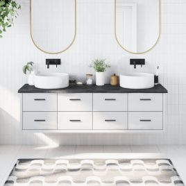 Bathroom Countertop Dark Grey 180x60x4cm Treated Solid Wood