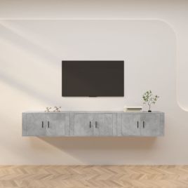Wall-mounted TV Cabinets 3 Pieces Concrete Grey 80x34.5x40 cm