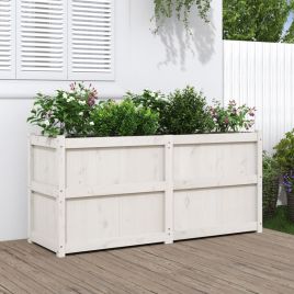 Garden Planter White 150x50x70 cm Solid Wood Pine