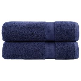 SOLMERE Premium Hand Towels 2Pieces Navy Blue 50x100cm 600gsm