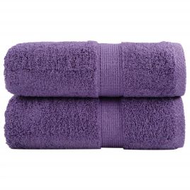 SOLMERE Premium Wash Towels 2 Pieces Purple 30x30 cm 600 gsm