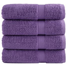 SOLMERE Premium Shower Towels 4 Pieces Purple 70x140 cm 600 gsm