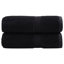 SOLMERE Premium Wash Towels 2 Pieces Black 30x30 cm 600 gsm