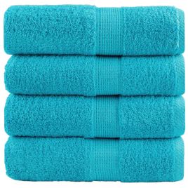 SOLMERE Premium Wash Towels 4 Pieces Turquoise 30x30 cm 600 gsm