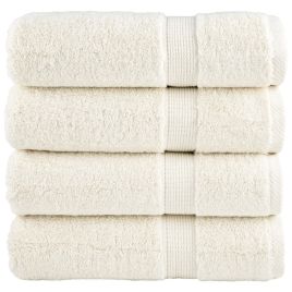 SOLMERE Premium Shower Towels 4 Pieces Cream 70x140 cm 600 gsm
