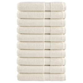 SOLMERE Premium Towels 10 Pieces Cream 100x200 cm 600 gsm