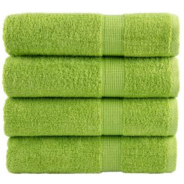 SOLMERE Premium Hand Towels 4 Pieces Apple Green 50x100 cm 600 gsm