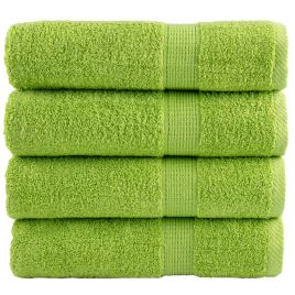 SOLMERE Premium Shower Towels 4 Pieces Apple Green 70x140 cm 600 gsm