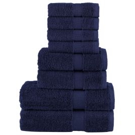 SOLMERE 8 Piece Premium Towel Set Navy Blue 600 gsm
