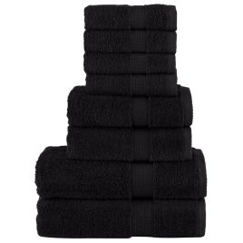 SOLMERE 8 Piece Premium Towel Set Black 600 gsm