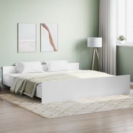 Bed Frame with Headboard with Footboard White 180x200 cm Super King