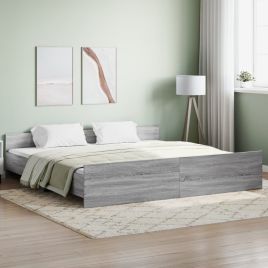 Bed Frame with Headboard and Footboard Grey Sonoma 180x200 cm Super King