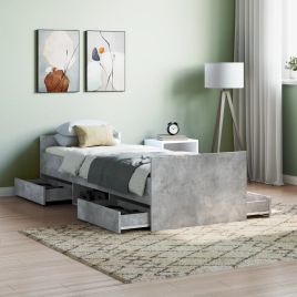 Bed Frame with Headboard and Footboard Concrete Grey 75x190 cm Small Single