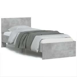 Bed Frame with Headboard Concrete Grey 75x190 cm Small Single Engineered wood