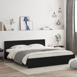 Bed Frame with Headboard Black 200x200 cm