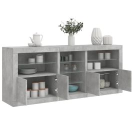 Sideboard with LED Lights Concrete Grey 162x37x67 cm - vid-3209033