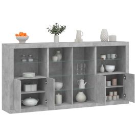 Sideboard with LED Lights Concrete Grey 202x37x100 cm