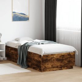 Bedframe with LED Smoked Oak 90x200cm