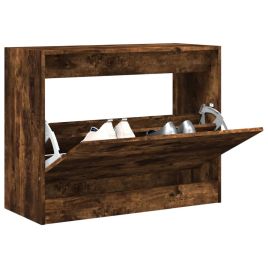 Shoe Cabinet Smoked Oak 80x34x63 cm Engineered Wood