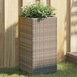 Garden Planter Grey 30x30x60 cm Poly Rattan