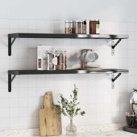 Wall Shelves 2 Pieces 100x23.5 cm Black Stainless Steel