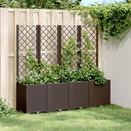Garden Planter with Trellis Brown 160x40x140 cm PP