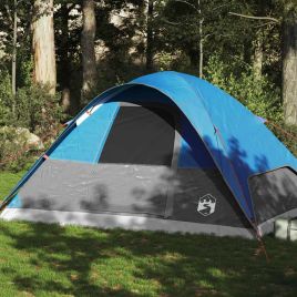 Family Tent Dome 6-Person Blue Waterproof - vid-94552