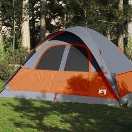 Family Tent Dome 6-Person Orange Waterproof - vid-94557