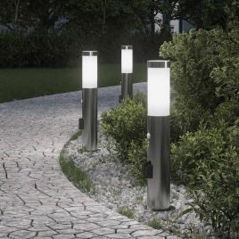 TONGLEN Bollard Lights with Sensor and Outlet 3pcs 50 cm Stainless IP44 Steel