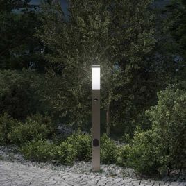 TONGLEN Bollard Light with Sensor and Outlet 80 cm Stainless IP44 Steel