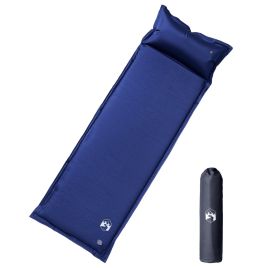 Self Inflating Camping Mattress with Pillow 1-Person Navy Blue - vid-4007132