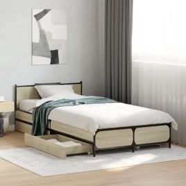 Bedframe with Drawers Sonoma Oak 75x190cm Small Single