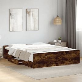 Bedframe with Drawers Smoked Oak 150x200cm King Size