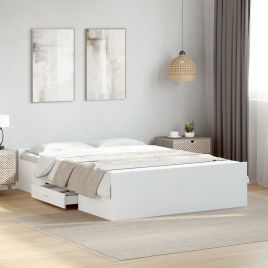 Bedframe with Drawers White 135x190cm Double